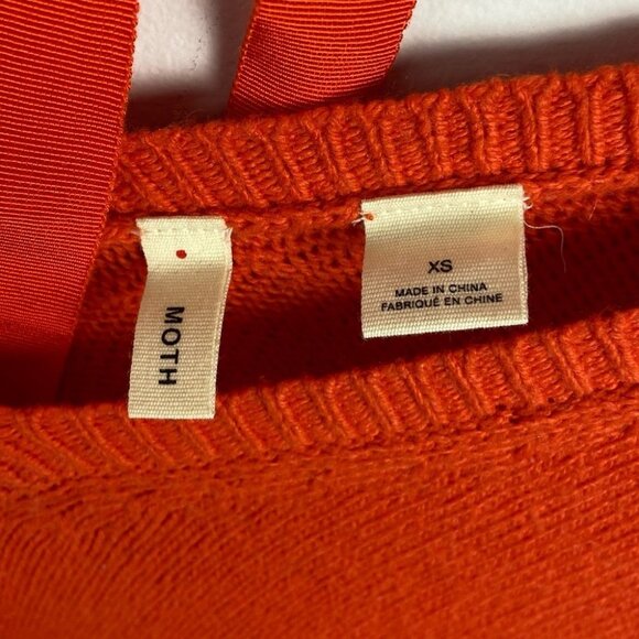 Anthropologie Moth Cashmere V-Neck Ribbon Tie Back Pullover Sweater Size XS Knit - Picture 6 of 15